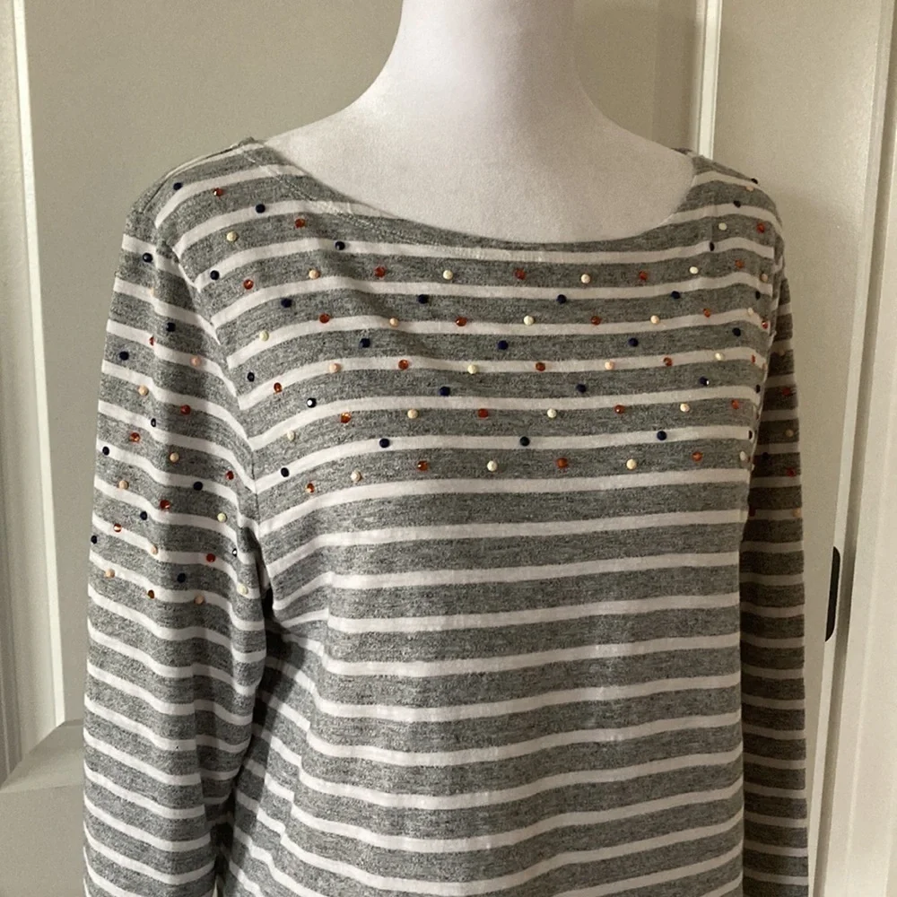 J. Crew medium long sleeve top stripes gray white